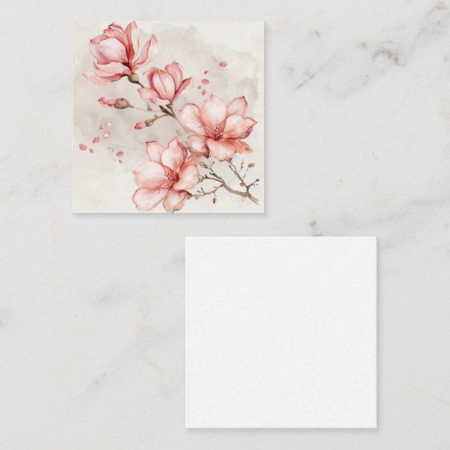Elegant Pink Magnolia Blossoms Card (Front/Back)