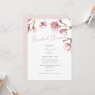 Elegant Pink Magnolia Floral Bridal Shower Invitation