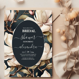 Elegant Pink Magnolias and Greenery Bridal Shower Invitation