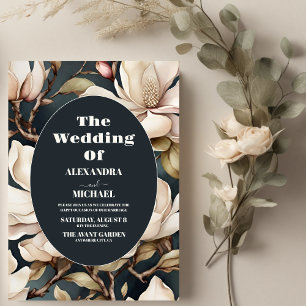 Elegant Pink Magnolias and Greenery Invitation