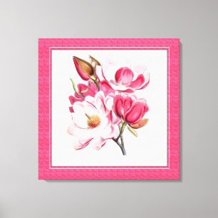 Elegant Pink Magnolias Canvas Print