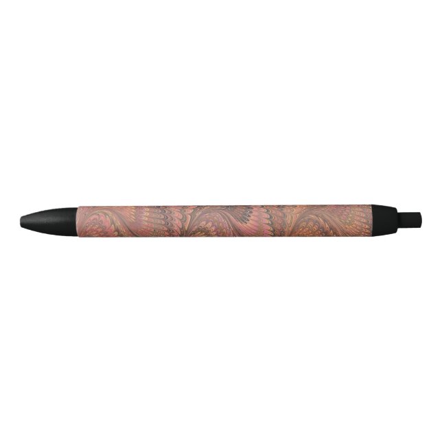 Elegant Pink Marble Agate Black Ink Pen (Front)