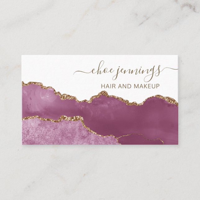Elegant Pink Marble Agate  Business Card (Front)