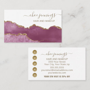 Elegant Pink Marble Agate Loyalty Punch Business Card