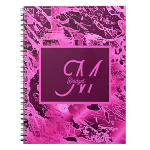 Elegant Pink Marble bold Monogram Typography Notebook