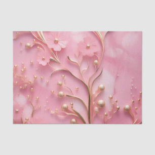Elegant Pink Marble Gold Accents Tissue Paper