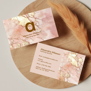 Elegant Pink Marble Gold Branding Business Card