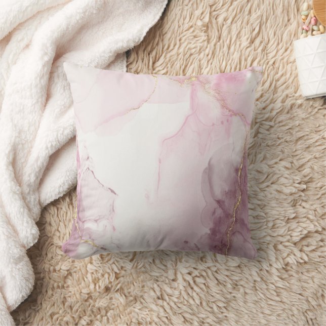 Elegant Pink Marble Gold Vein Pattern  Cushion (Blanket)