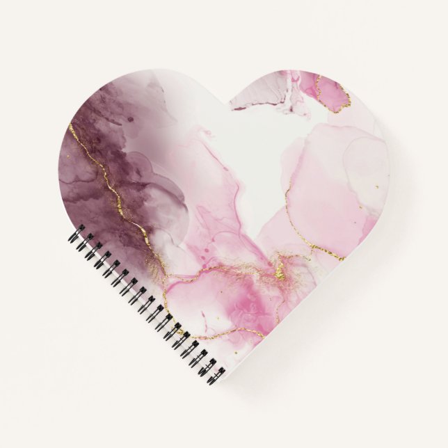 Elegant Pink Marble Gold Vein Pattern   Notebook (Front)