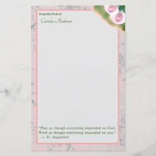Elegant Pink Marble Inspirational Stationary