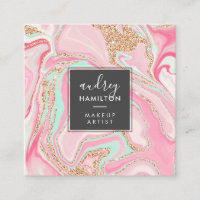 Elegant pink marble rose gold modern makeup artist