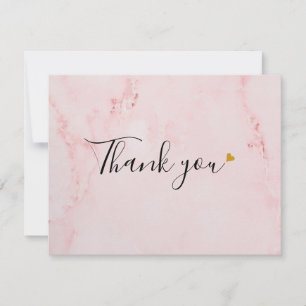 Elegant Pink Marble Script Thank You Card