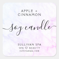 Elegant Pink Marble Soy Candle Label