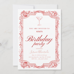 Elegant Pink Martini Chic Adult Birthday Party Invitation