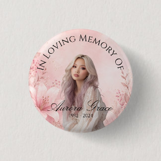 Elegant Pink Memorial Background Feminine Funeral 3 Cm Round Badge