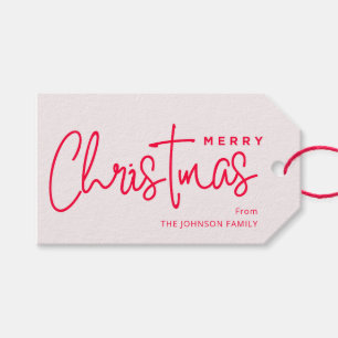 Elegant Pink Merry Christmas Gift Tags