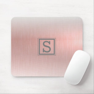 Elegant Pink Metallic Monogram Glam Mouse Mat