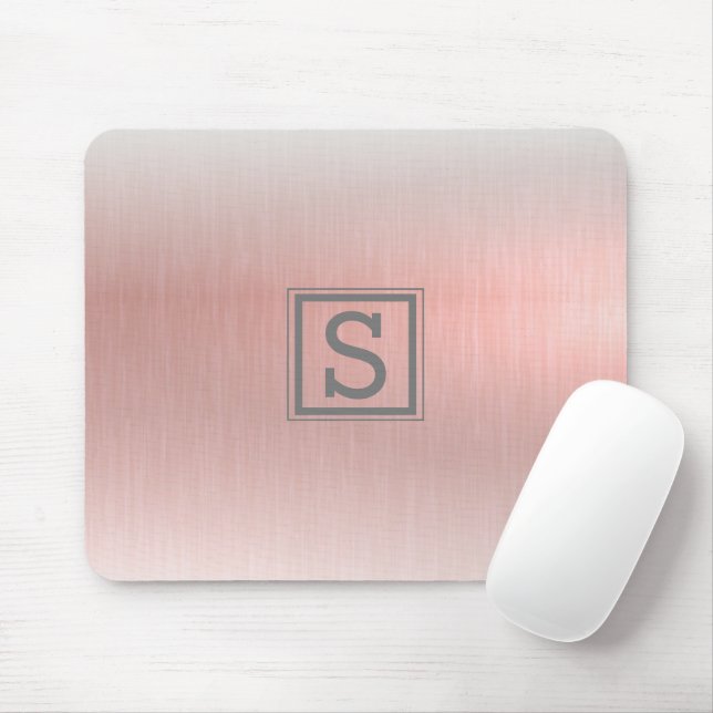 Elegant Pink Metallic Monogram Glam Mouse Mat (With Mouse)
