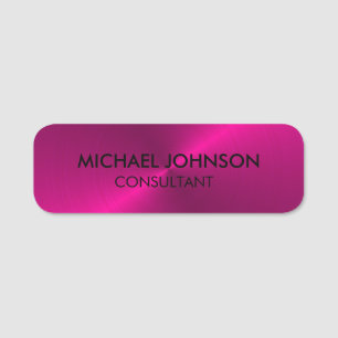 Elegant Pink Metallic Professional Business Name Tag