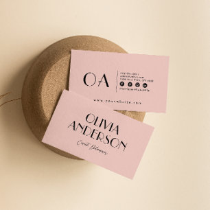 Elegant Pink Minimalist Boho Chic Modern Girly Business Card