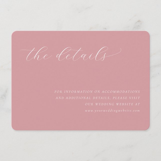 Elegant Pink Minimalist Calligraphy Enclosure Card (Front)