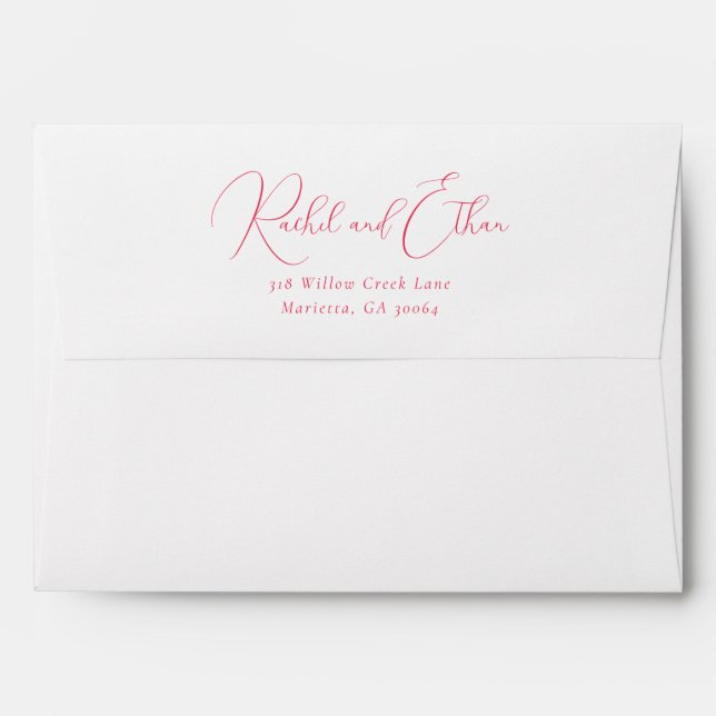 Elegant Pink Minimalist Calligraphy Envelope (Back (Top Flap))