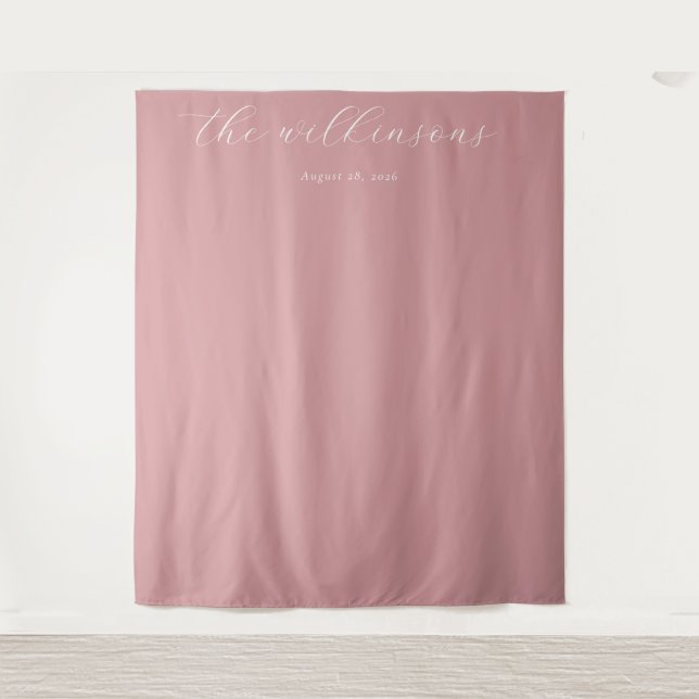 Elegant Pink Minimalist Calligraphy Tapestry (Front)