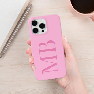 Elegant Pink Minimalist Initial Monogram iPhone 15 Pro Max Case