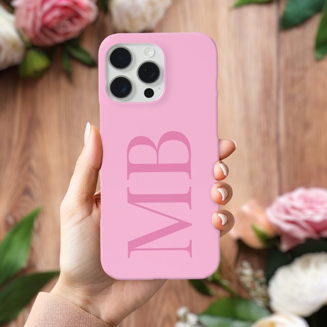 Elegant Pink Minimalist Initial Monogram Case-Mate iPhone Case (Creator Uploaded)