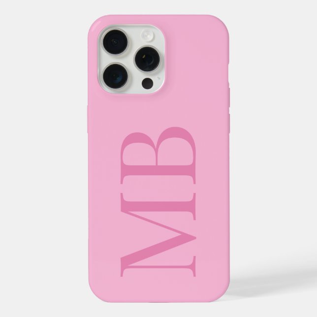Elegant Pink Minimalist Initial Monogram iPhone Case (Back)