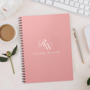 Elegant Pink Minimalist Monogram Notebook