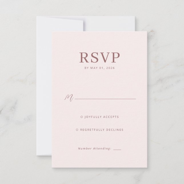 Elegant Pink Minimalist RSVP Card (Front)