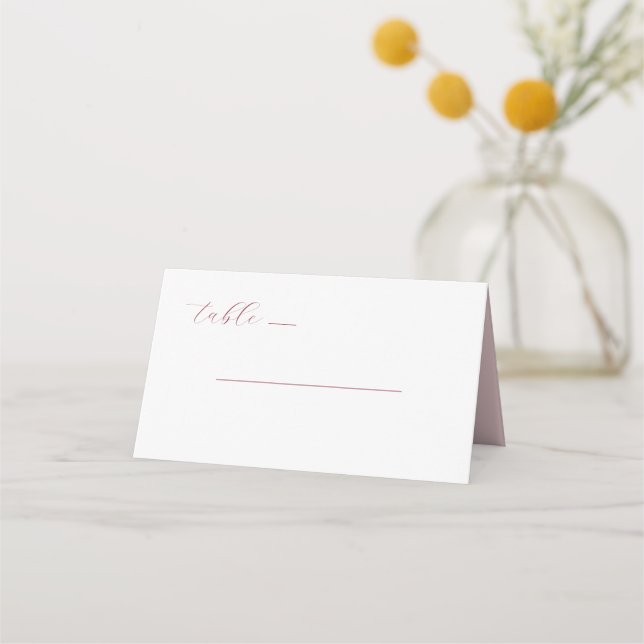 Elegant Pink Minimalist Table Sign Place Card (Front)