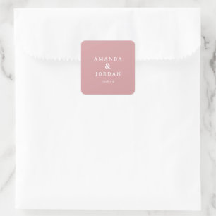 Elegant Pink Minimalist Thank You Square Sticker