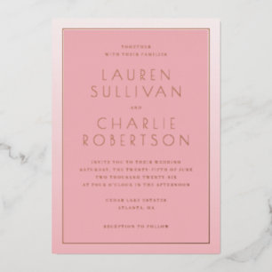 Elegant Pink Minimalist Wedding Invitation