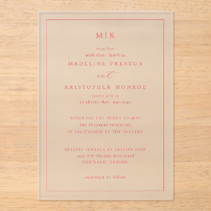 Elegant Pink Minimalist Wedding Invitation
