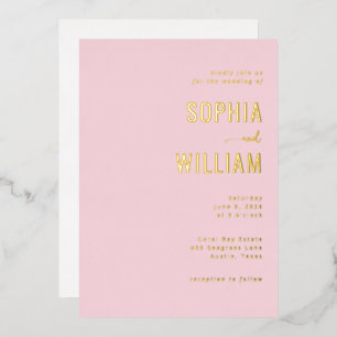 Elegant Pink Minimalist Wedding Invitation