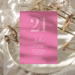 Elegant Pink Modern 21st Birthday Invitation<br><div class="desc">A simple modern 21st birthday invitation featuring elegant  typography and minimalist design in pink and white colour.</div>