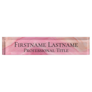 Elegant Pink Modern Marble Acrylic Nameplate