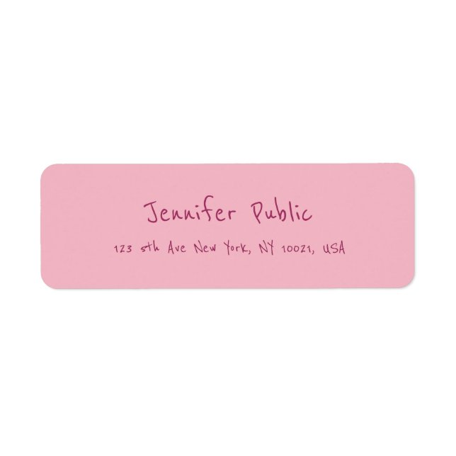 Elegant Pink Modern Plain Handwritten Script Text (Front)