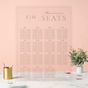 Elegant Pink Modern Script Monogram Wedding Seat Acrylic Sign