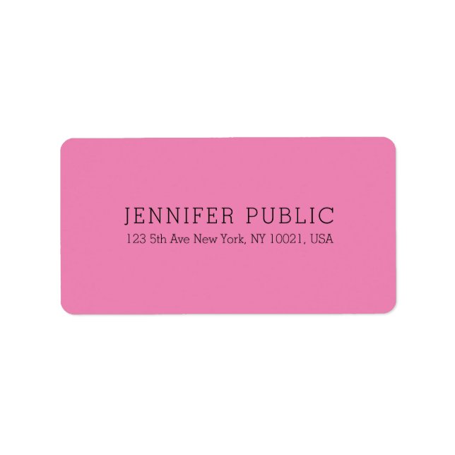 Elegant Pink Modern Simple Design Template Label (Front)