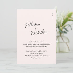 Elegant Pink Modern Wedding Invitation