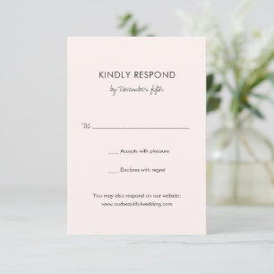 Elegant Pink Modern Wedding RSVP Card
