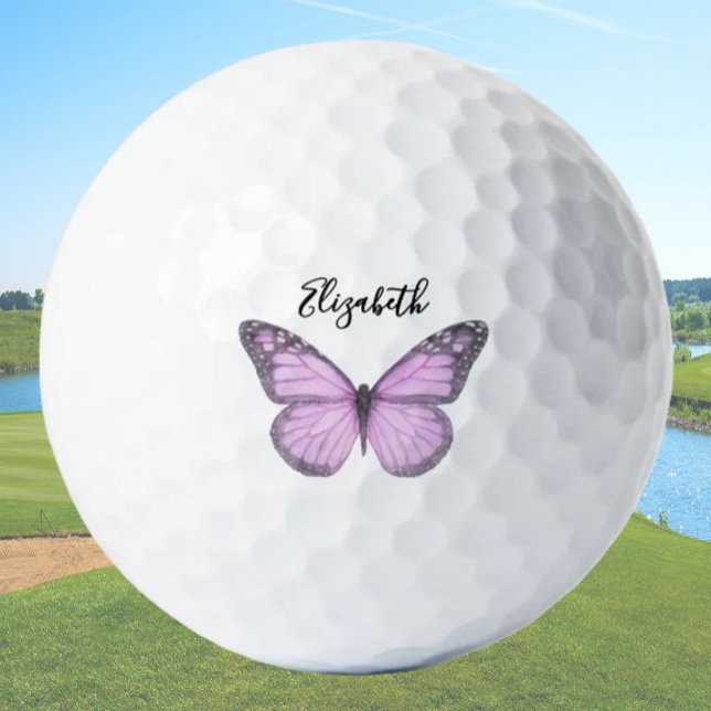 Elegant Pink Monarch Butterfly Personalised Ladies Golf Balls (Creator Uploaded)