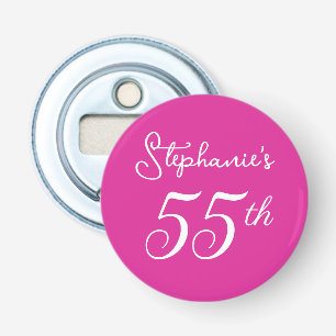 Elegant Pink Monogram 55th Birthday Party Bottle Opener