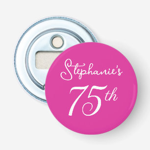 Elegant Pink Monogram 75th Birthday Party Bottle Opener