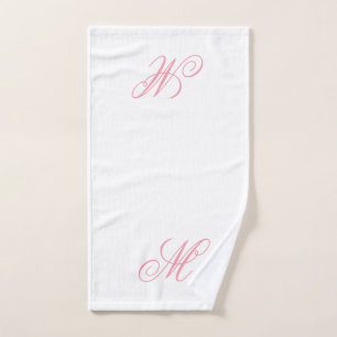 Elegant Pink Monogram Initial Hand Towel