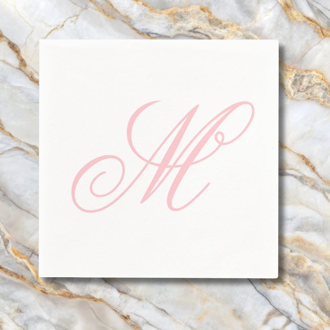Elegant Pink Monogram Initial  Napkin (Creator Uploaded)