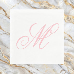 Elegant Pink Monogram Initial Napkin